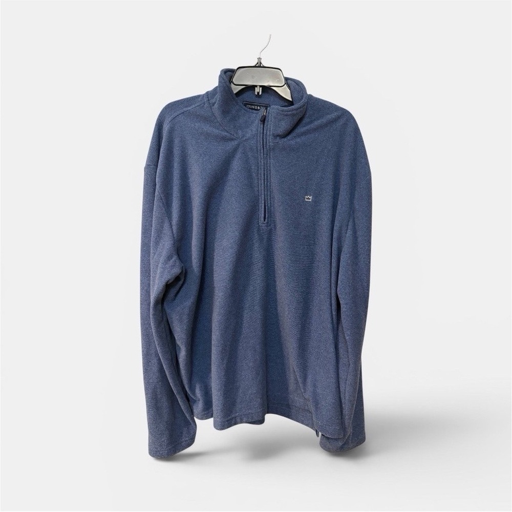 Crown & Ivy Men's‎ XL Blue Fleece 1/4 Zip Mock Neck Pullover Sweatshirt